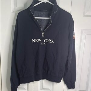 Brandy Melville Navy Zip-Up Sweater